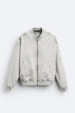 ZARA Blusões^BLUSÃO BOMBER COM ALGODÃO Cinzento-claro