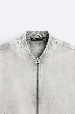 ZARA Blusões^BLUSÃO BOMBER COM ALGODÃO Cinzento-claro