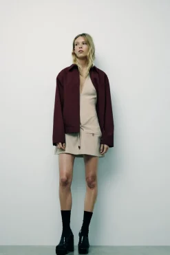 ZARA Blusões^BLUSÃO BOMBER COM BOLSOS E FECHO DE CORRER Bordeaux