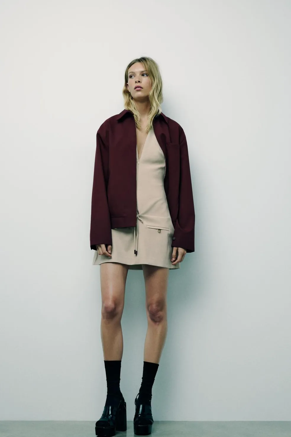 ZARA Blusões^BLUSÃO BOMBER COM BOLSOS E FECHO DE CORRER Bordeaux