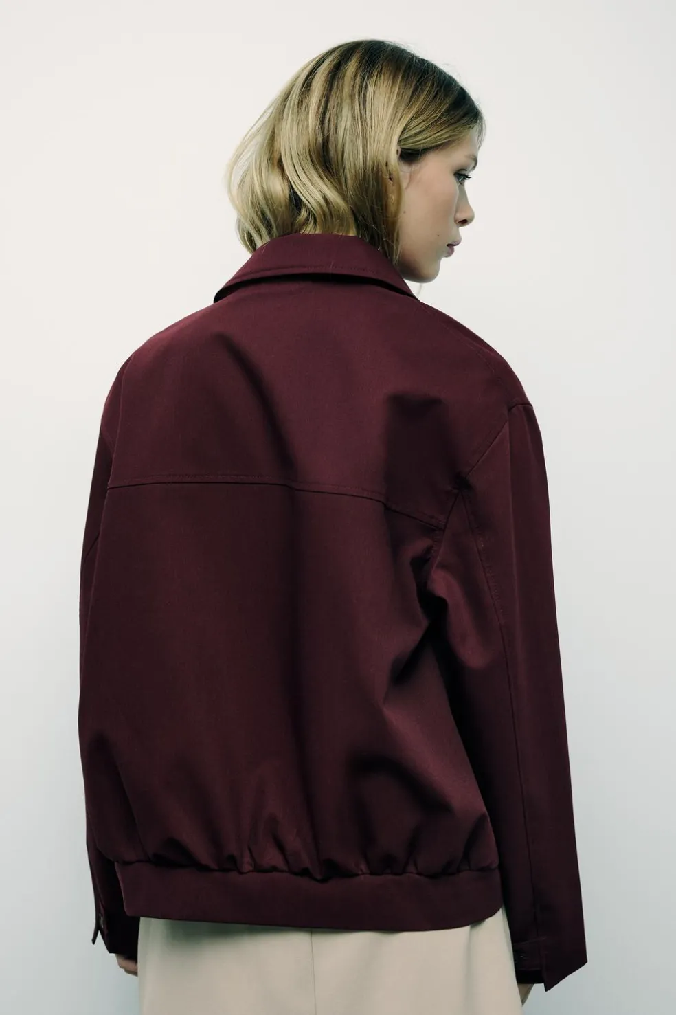 ZARA Blusões^BLUSÃO BOMBER COM BOLSOS E FECHO DE CORRER Bordeaux