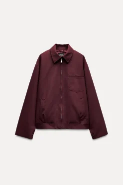 ZARA Blusões^BLUSÃO BOMBER COM BOLSOS E FECHO DE CORRER Bordeaux