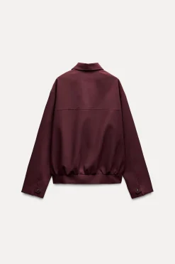 ZARA Blusões^BLUSÃO BOMBER COM BOLSOS E FECHO DE CORRER Bordeaux