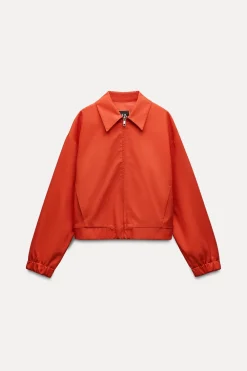 ZARA Blusões^BLUSÃO BOMBER COM BOLSOS E FECHO DE CORRER Vermelho / Laranja