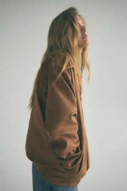 ZARA Blusões^BLUSÃO BOMBER COM EFEITO CAMURÇA Camel-médio