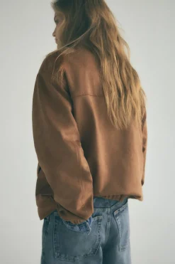 ZARA Blusões^BLUSÃO BOMBER COM EFEITO CAMURÇA Camel-médio