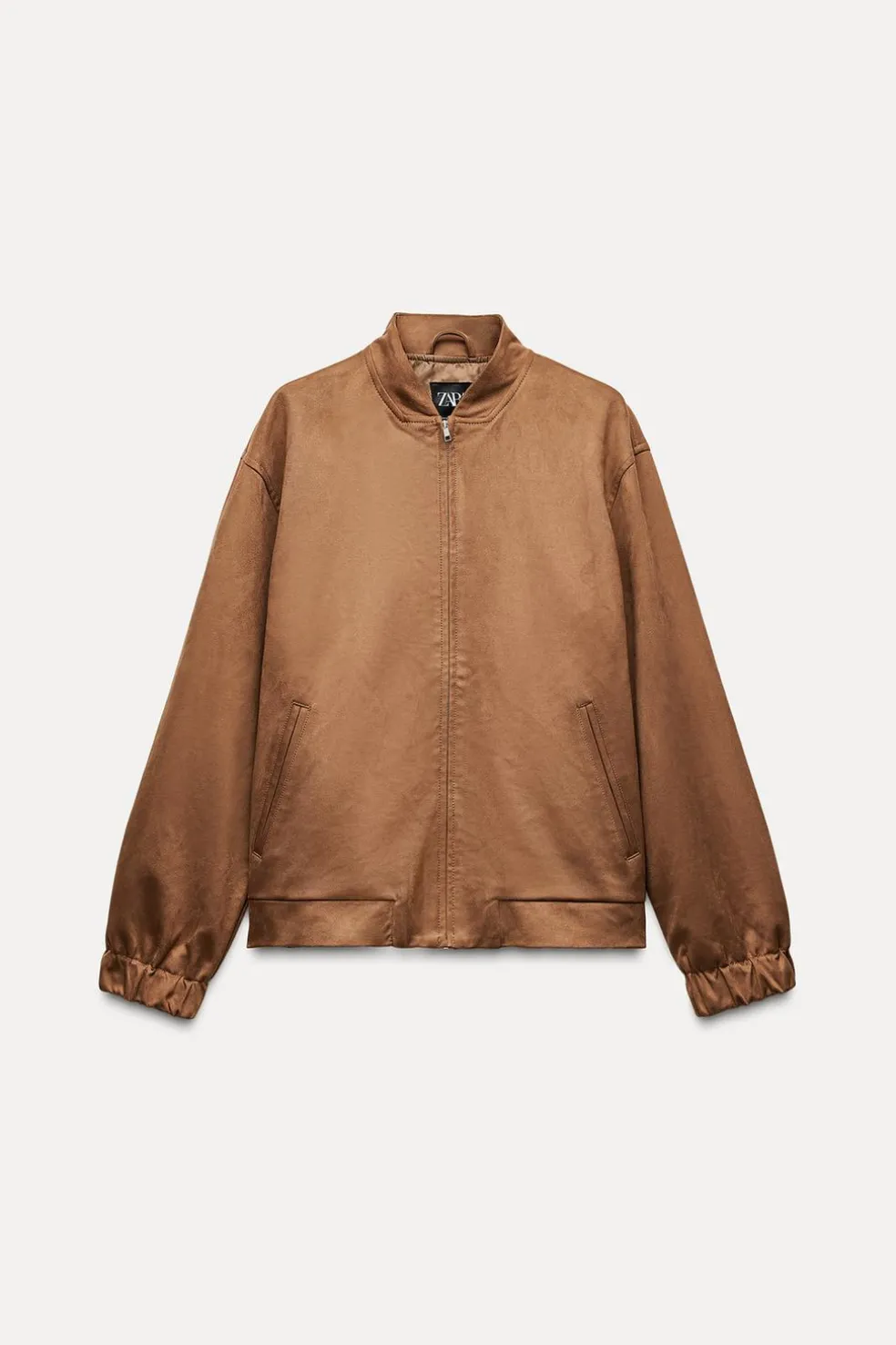 ZARA Blusões^BLUSÃO BOMBER COM EFEITO CAMURÇA Camel-médio