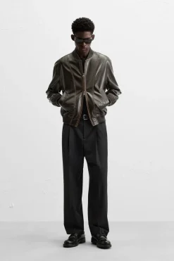 ZARA Blusões^BLUSÃO BOMBER COM EFEITO DE PELE Chocolate
