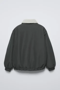 BLUSÃO BOMBER COM EFEITO DE PELO ENCARACOLADO-ZARA Best Sale