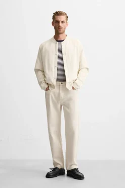 ZARA Blusões^BLUSÃO BOMBER COMBINADO Cru