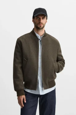 ZARA Blusões^BLUSÃO BOMBER COMBINADO Cinzento-toupeira