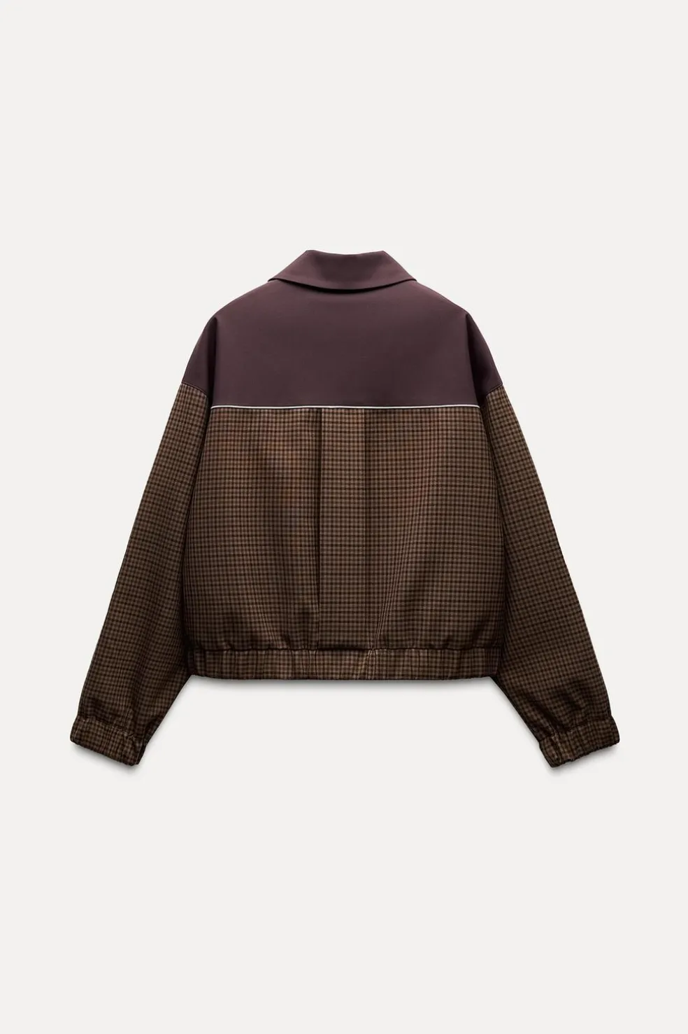 ZARA Blusões^BLUSÃO BOMBER COMBINADO XADREZ Castanho