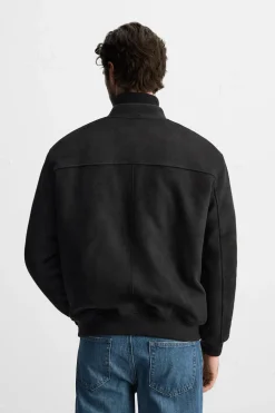 ZARA Blusões^BLUSÃO BOMBER EFEITO CAMURÇA Preto