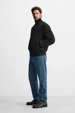 ZARA Blusões^BLUSÃO BOMBER EFEITO CAMURÇA Preto