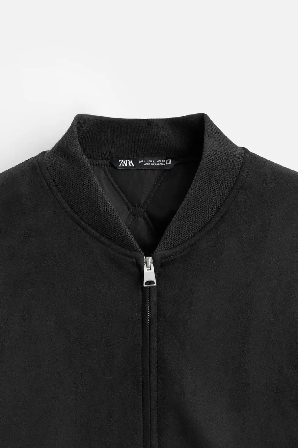 ZARA Blusões^BLUSÃO BOMBER EFEITO CAMURÇA Preto
