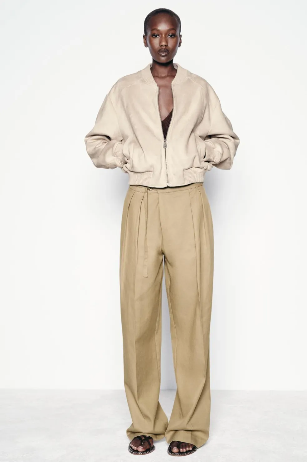 ZARA Blusões^BLUSÃO BOMBER EFEITO CAMURÇA Cru