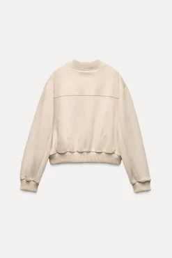 ZARA Blusões^BLUSÃO BOMBER EFEITO CAMURÇA Cru