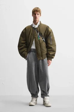ZARA Blusões^BLUSÃO BOMBER OVERSIZE FIT Caqui