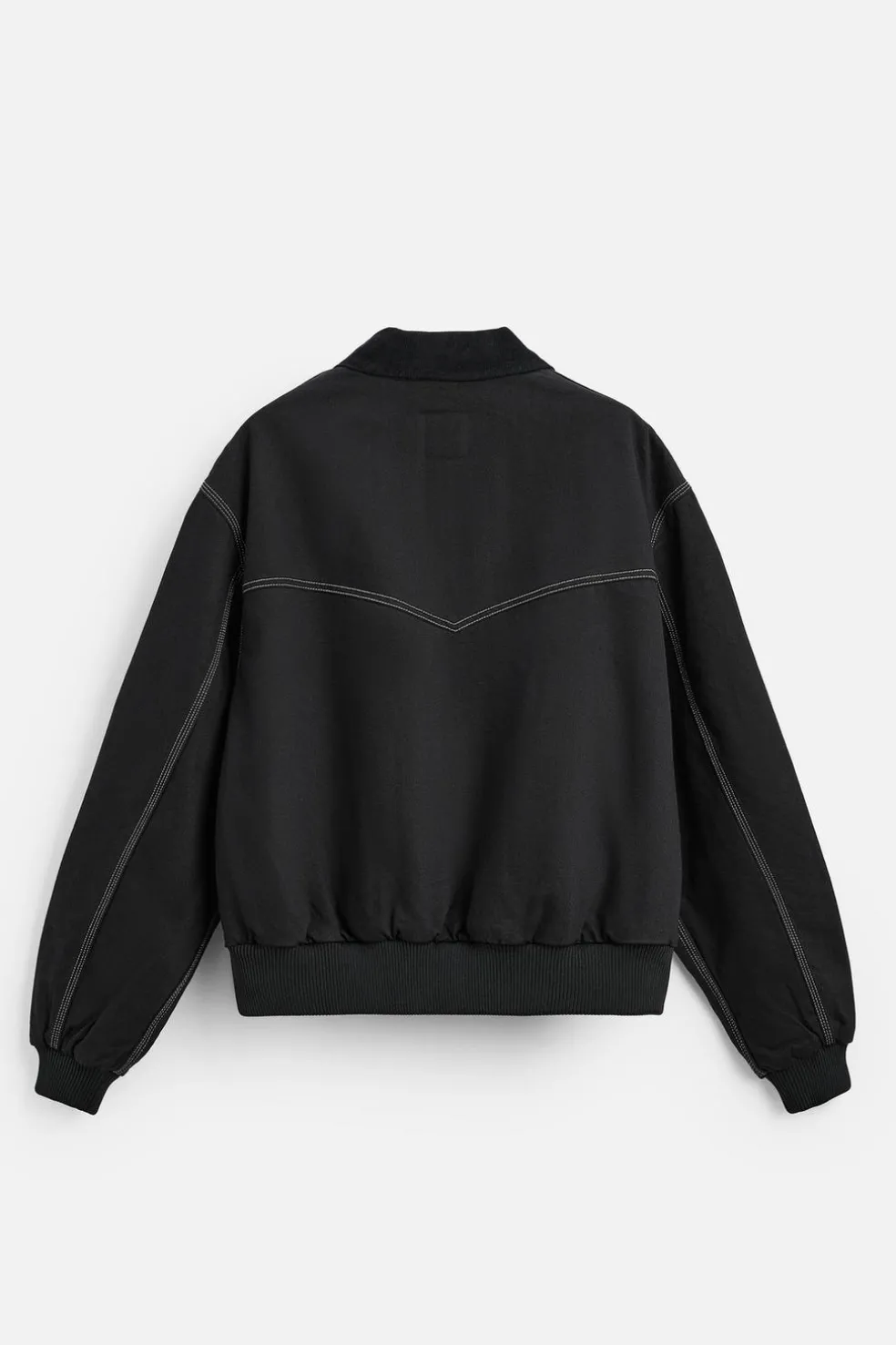 ZARA Blusões^BLUSÃO BOMBER PESPONTOS EM CONTRASTE Preto