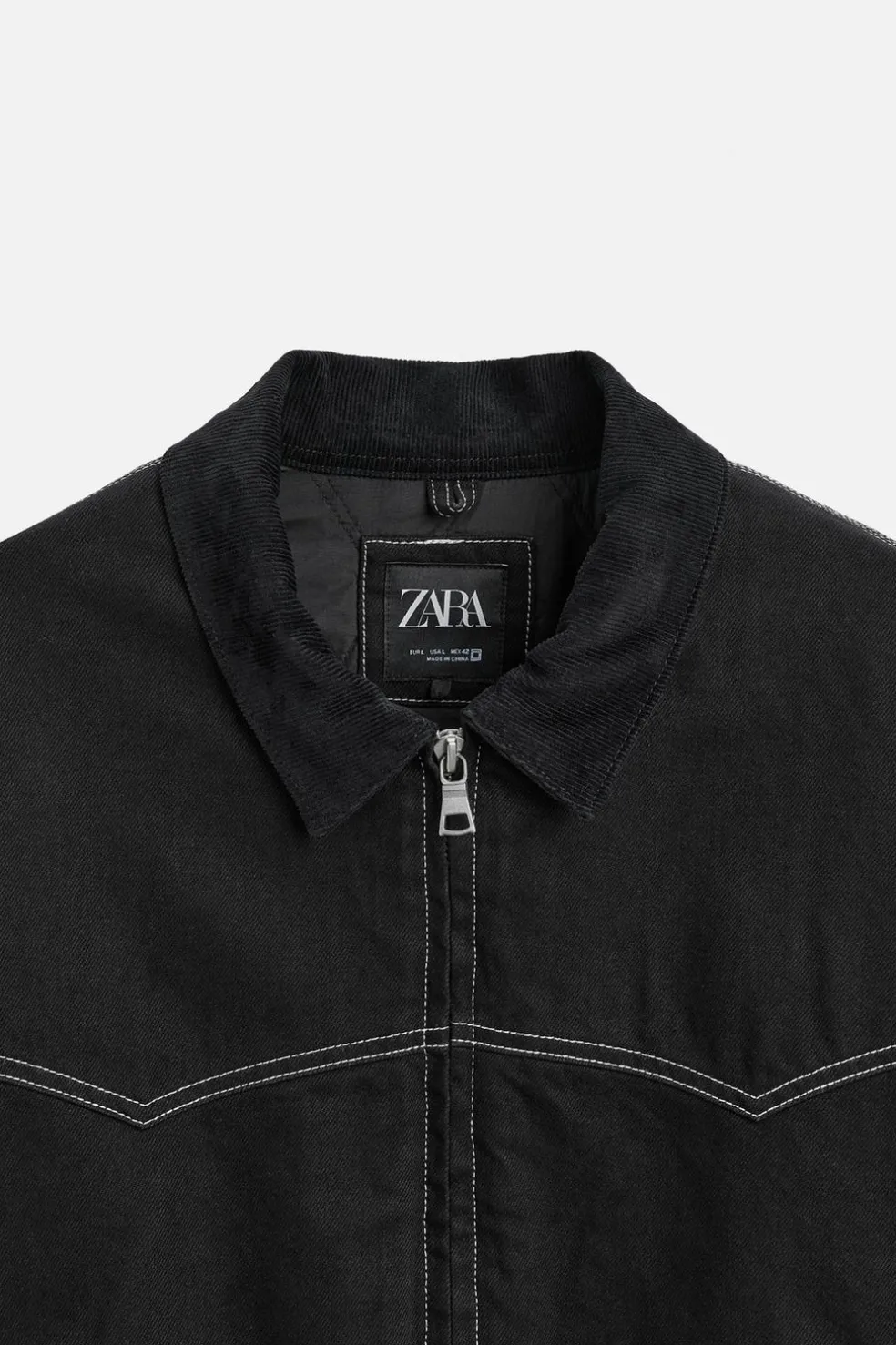 ZARA Blusões^BLUSÃO BOMBER PESPONTOS EM CONTRASTE Preto
