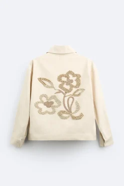 ZARA Blusões^BLUSÃO BORDADO COM MISSANGAS Cru