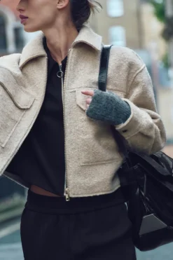 ZARA Winter Layersnew|Blusões^BLUSÃO BOUCLÉ COM BOLSOS DE CHAPA Bege