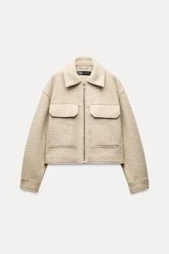 ZARA Winter Layersnew|Blusões^BLUSÃO BOUCLÉ COM BOLSOS DE CHAPA Bege