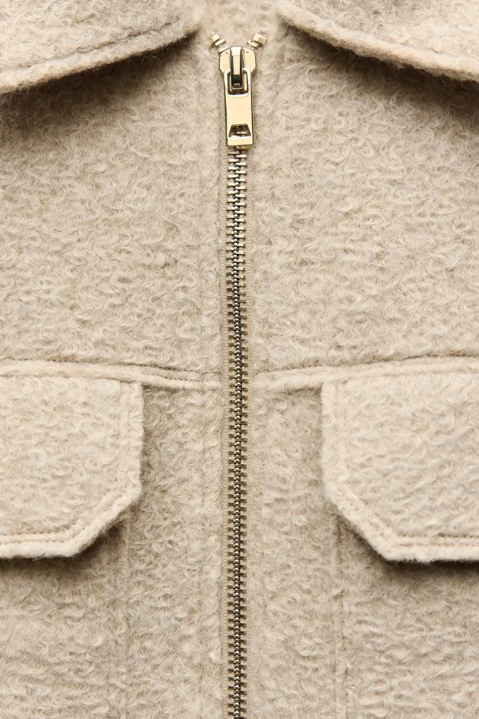 ZARA Winter Layersnew|Blusões^BLUSÃO BOUCLÉ COM BOLSOS DE CHAPA Bege