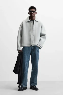 ZARA Blusões^BLUSÃO BOXY FIT Cinzento-vigoré