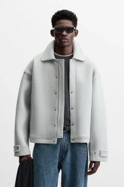 ZARA Blusões^BLUSÃO BOXY FIT Cinzento-vigoré