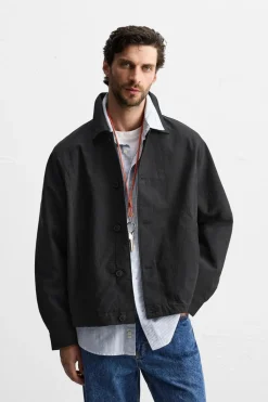 ZARA Blusões^BLUSÃO BOXY FIT COM ESTRUTURA Preto