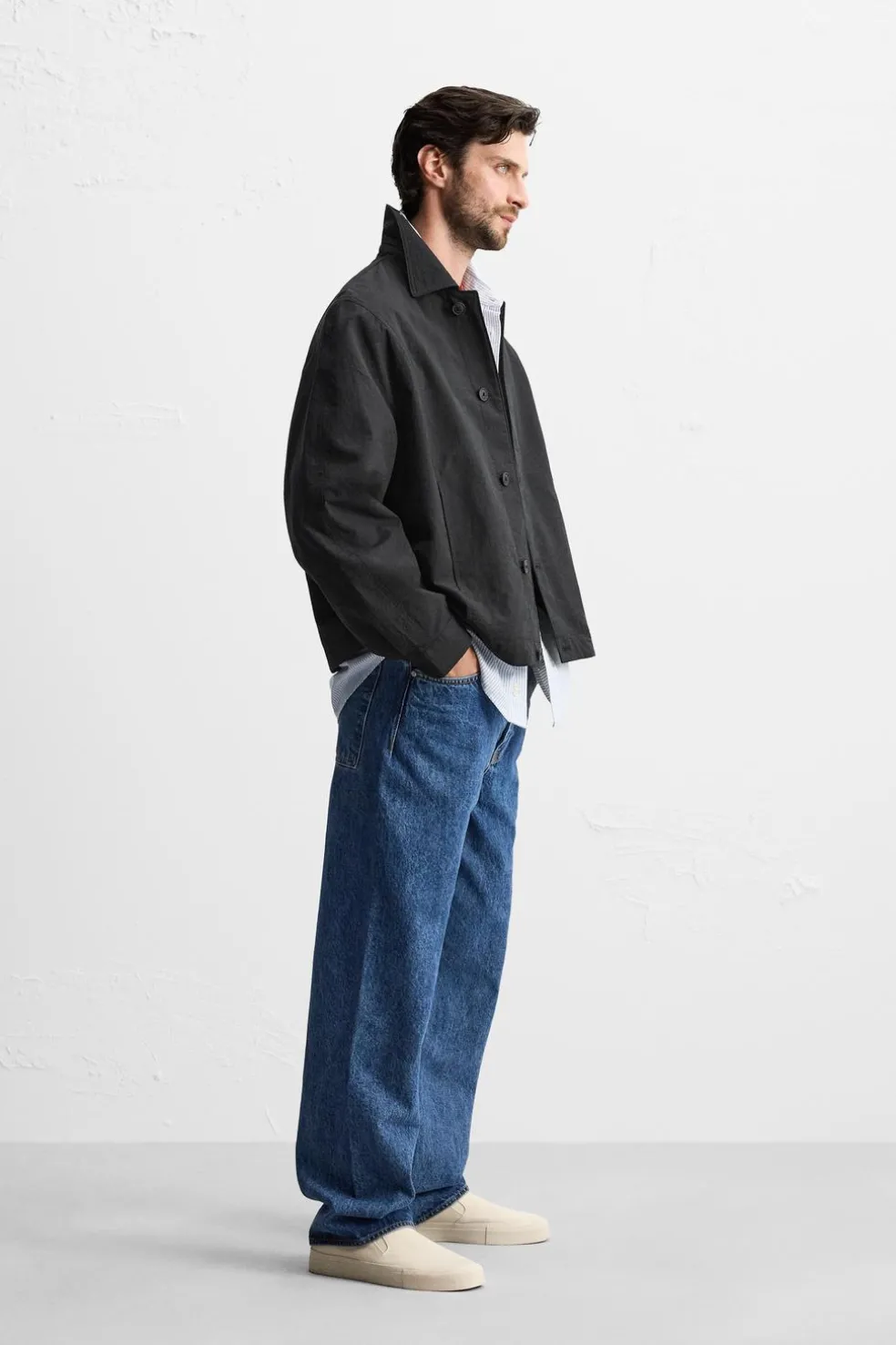 ZARA Blusões^BLUSÃO BOXY FIT COM ESTRUTURA Preto
