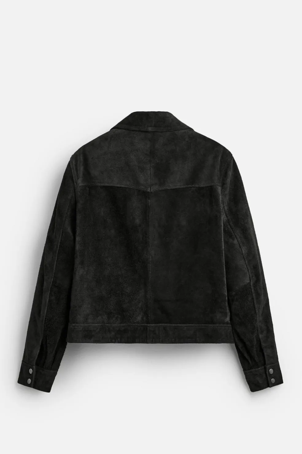 ZARA Blusões|Pele^BLUSÃO CAMURÇA CROPPED FIT Preto