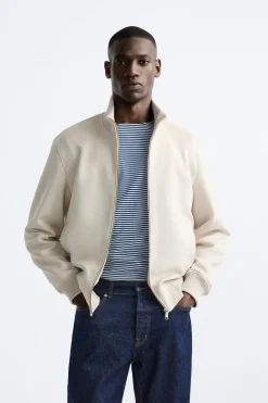 ZARA Blusões^BLUSÃO COM EFEITO CAMURÇA Areia