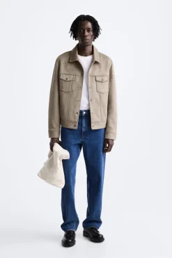 ZARA Blusões^BLUSÃO COM EFEITO CAMURÇA Bege