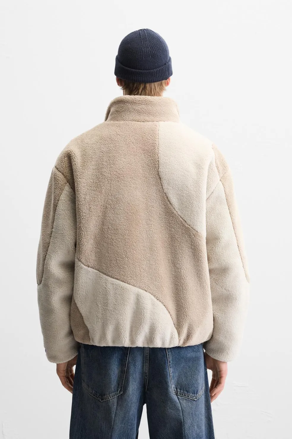 ZARA Vestuário De Inverno|Blusões^BLUSÃO COM EFEITO DE PELO ENCARACOLADO COLOR BLOCK Bege