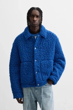 ZARA Vestuário De Inverno|Blusões^BLUSÃO COM EFEITO DE PELO ENCARACOLADO Azulão