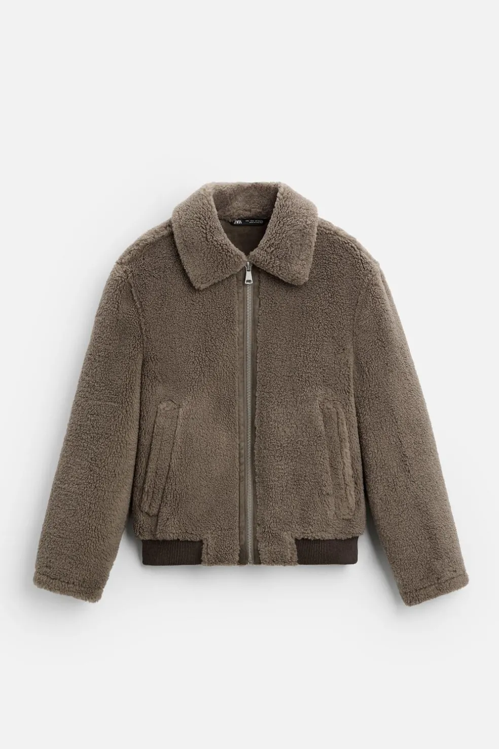 ZARA Vestuário De Inverno|Blusões^BLUSÃO COM EFEITO DE PELO ENCARACOLADO Castanho / Toupeira