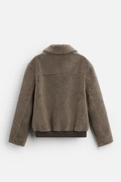 ZARA Vestuário De Inverno|Blusões^BLUSÃO COM EFEITO DE PELO ENCARACOLADO Castanho / Toupeira