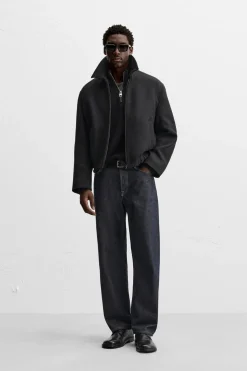 ZARA Blusões^BLUSÃO COM ESTRUTURA E BOLSOS Preto
