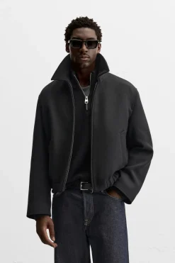 ZARA Blusões^BLUSÃO COM ESTRUTURA E BOLSOS Preto