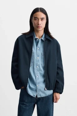 ZARA Blusões^BLUSÃO COM ESTRUTURA TWILL Azul-marinho