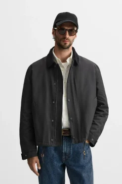 ZARA Blusões^BLUSÃO COM GOLA COMBINADA Carvão