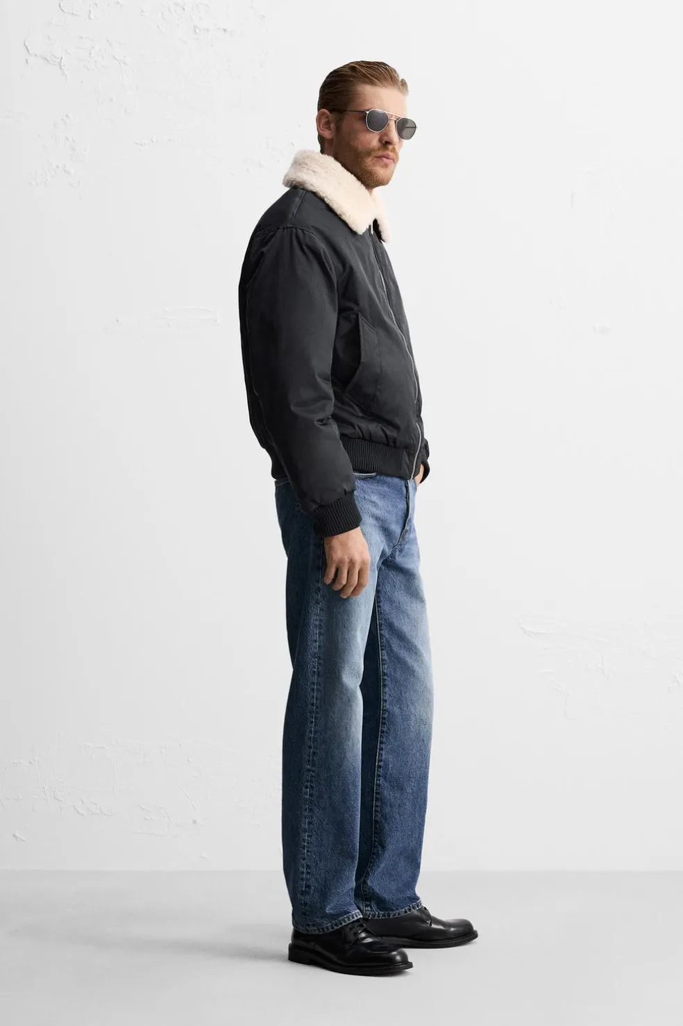 ZARA Vestuário De Inverno|Blusões^BLUSÃO COM GOLA COMBINADA Azul
