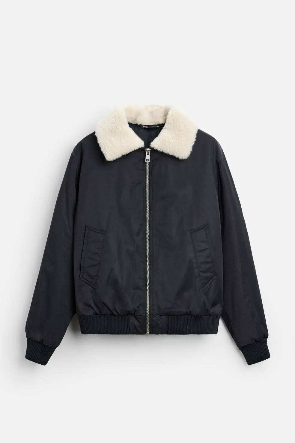 ZARA Vestuário De Inverno|Blusões^BLUSÃO COM GOLA COMBINADA Azul