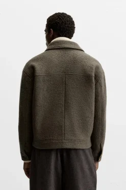 ZARA Vestuário De Inverno|Blusões^BLUSÃO COM TEXTURA BOUCLÉ Caqui-claro