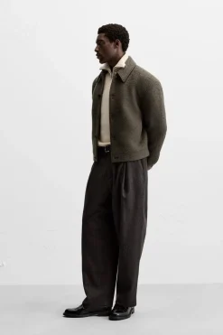 ZARA Vestuário De Inverno|Blusões^BLUSÃO COM TEXTURA BOUCLÉ Caqui-claro