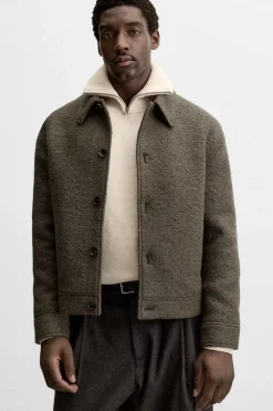 ZARA Vestuário De Inverno|Blusões^BLUSÃO COM TEXTURA BOUCLÉ Caqui-claro