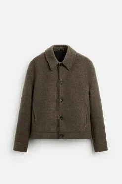 ZARA Vestuário De Inverno|Blusões^BLUSÃO COM TEXTURA BOUCLÉ Caqui-claro
