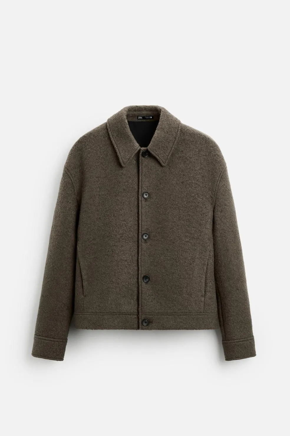 ZARA Vestuário De Inverno|Blusões^BLUSÃO COM TEXTURA BOUCLÉ Caqui-claro